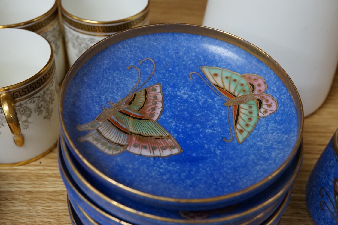 A Cauldon coffee set and a Japanese part set, tallest 18.5cm